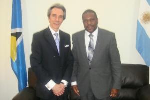 Minister of External Affairs, International Trade and Civil Aviation Hon. Alva Baptiste - Ambassador Luis Martínez Thomas